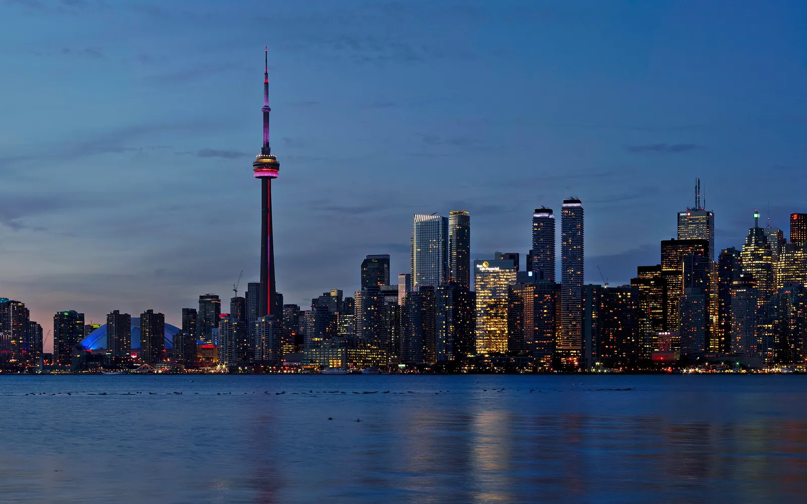The CN Tower and Toronto skyline at sunset